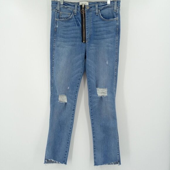 McGuire Vintage Slim Jeans in Vroom Vroom Distressed High Rise Exposed Zipper 30 - Picture 3 of 11
